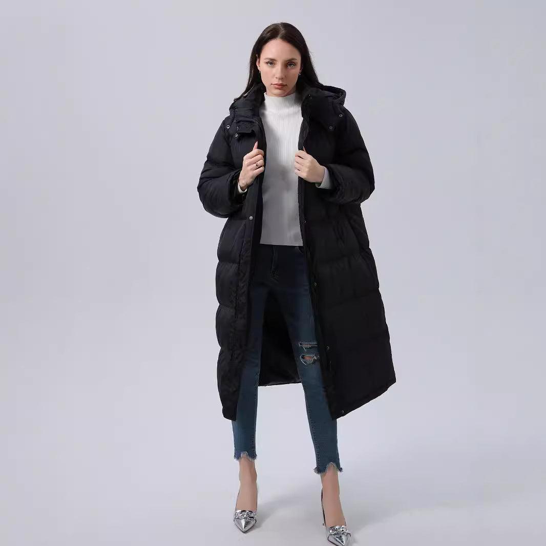 Women's Quilted Plaid Hooded Cotton Puffer Coat