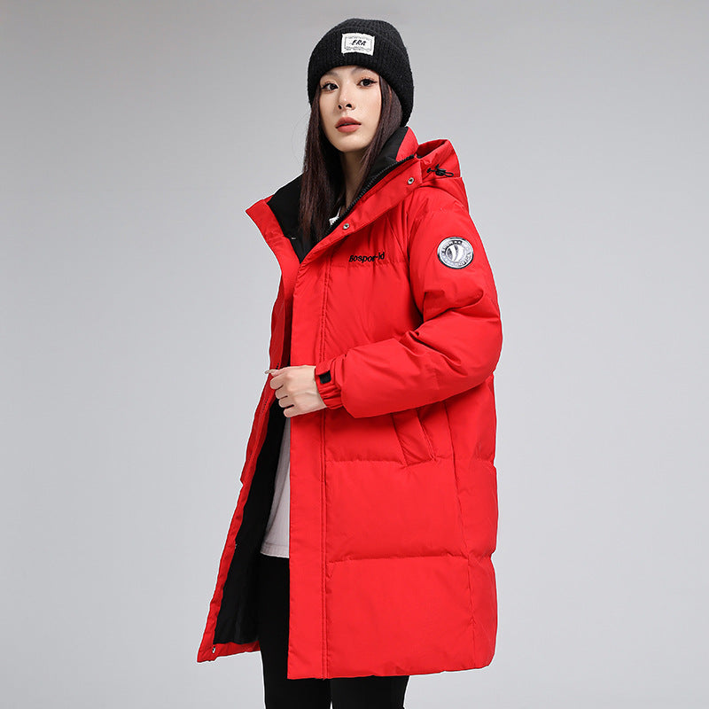 Women's Mid-Length Loose Fit Down Jacket - Plus Size, Casual & Warm