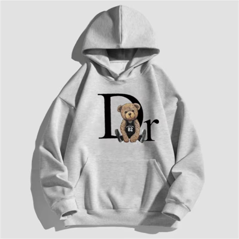 Women's Bear Print Casual Hoodie – Cozy Winter Streetwear