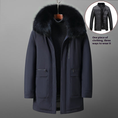 Men's Mid-Length Down Jacket - Stylish & Warm Coat