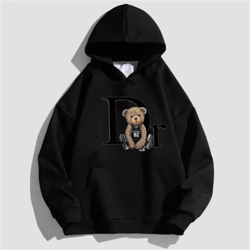 Women's Bear Print Casual Hoodie – Cozy Winter Streetwear