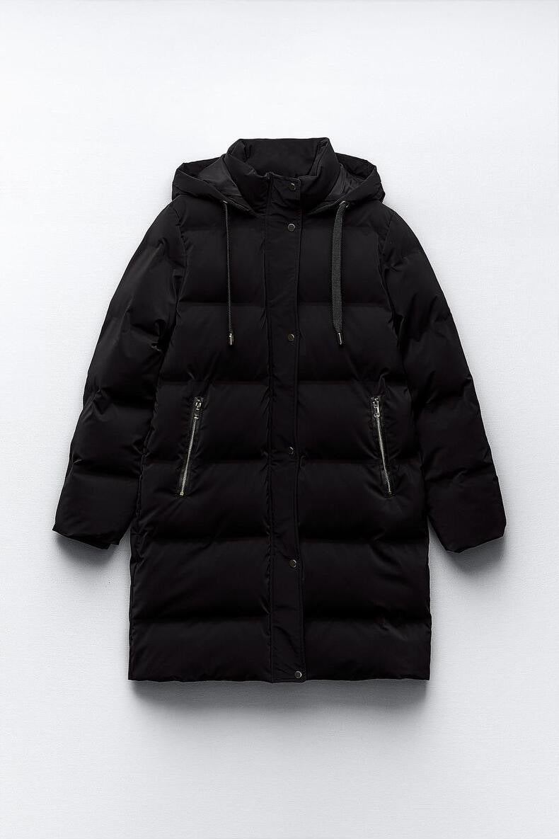 Women's Hooded Cotton Slim Fit Long Coat - Warm & Stylish