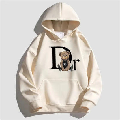 Women's Bear Print Casual Hoodie – Cozy Winter Streetwear