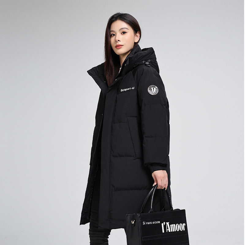 Women's Mid-Length Loose Fit Down Jacket - Plus Size, Casual & Warm