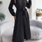 Elegant V-Neck Buttoned Lace-Up Maxi Dress with Pleated Large Hem