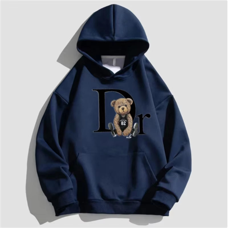 Women's Bear Print Casual Hoodie – Cozy Winter Streetwear