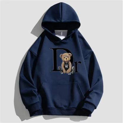 Women's Bear Print Casual Hoodie – Cozy Winter Streetwear