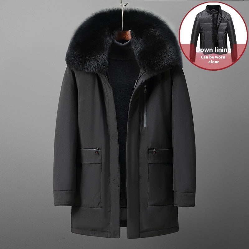 Men's Mid-Length Down Jacket - Stylish & Warm Coat