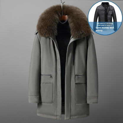 Men's Mid-Length Down Jacket - Stylish & Warm Coat