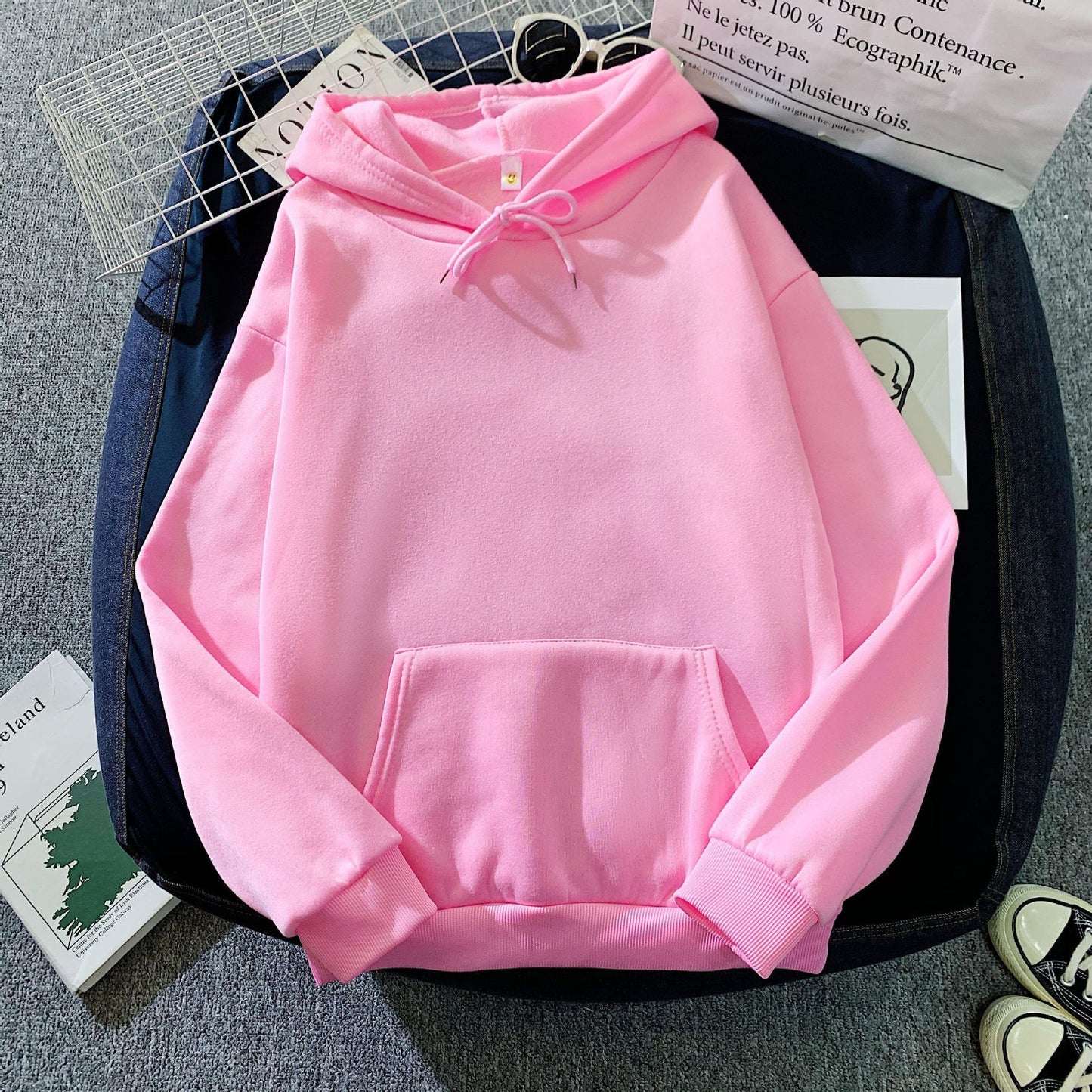 Cozy Women's Fall & Winter Hooded Oversized Solid Color Hoodie